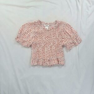 Orange and White Women's Polka Dot Blouse Used